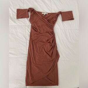 Forever 21 Pink Fitted Off the Shoulder Dress